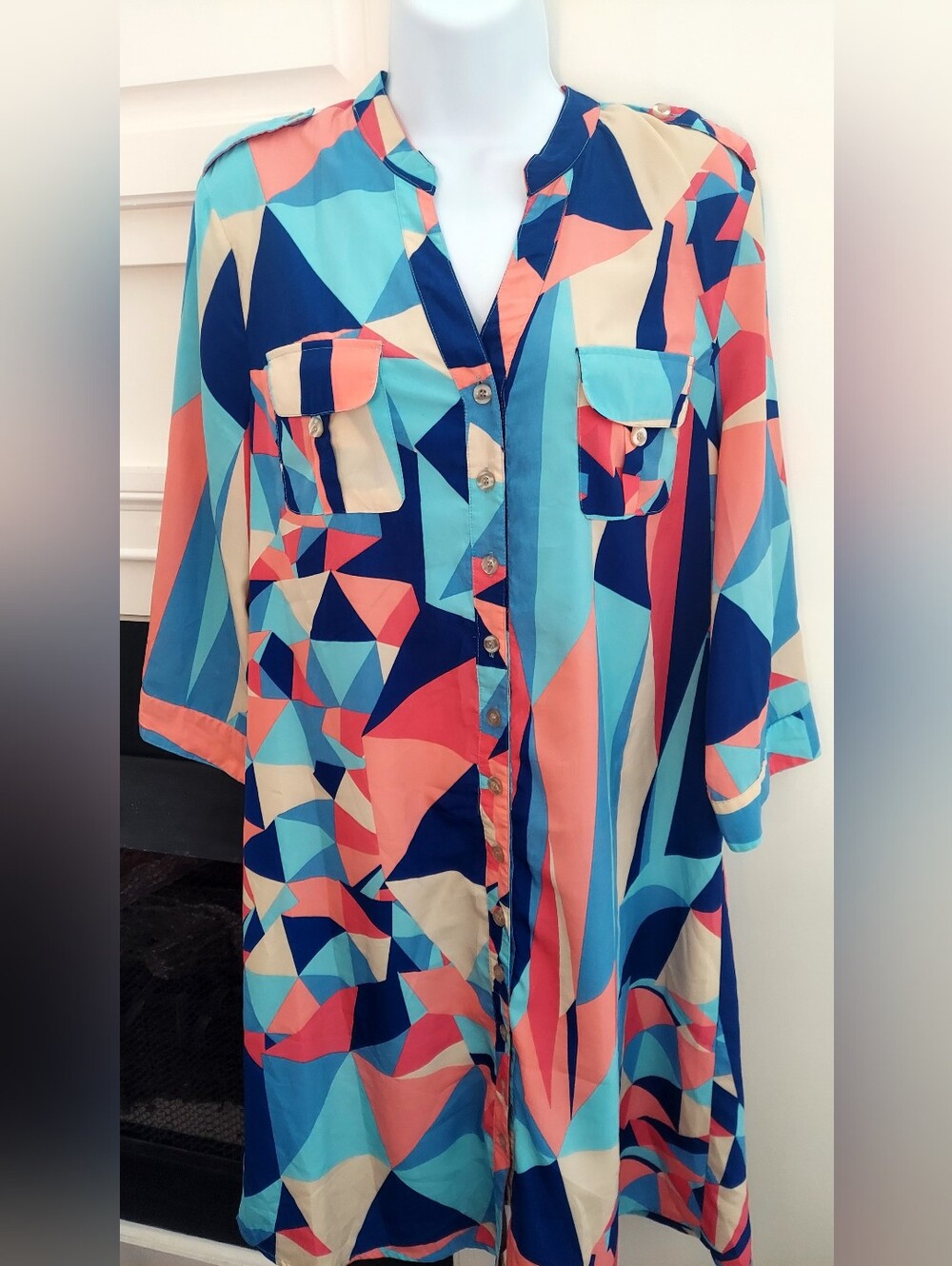 Vibrant Geometric Shirt Dress